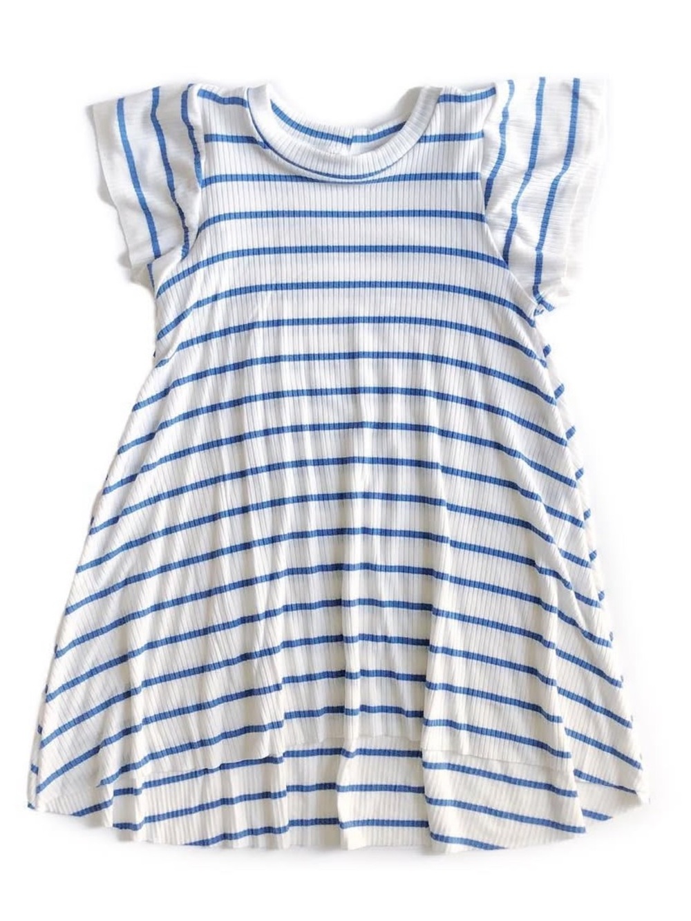 NWOT 12-18M June Park Kids White and Blue Striped Dress w/ matching bow!